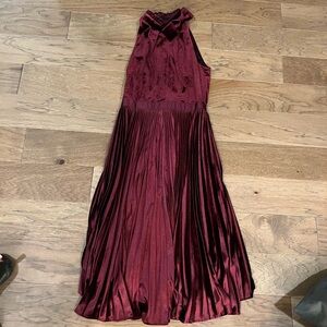 Ted Baker Rich Burgundy Pleated Midi Dress